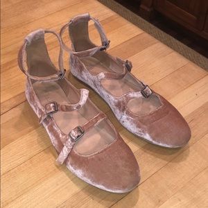 Madewell Julie Flat Velvet blush pink